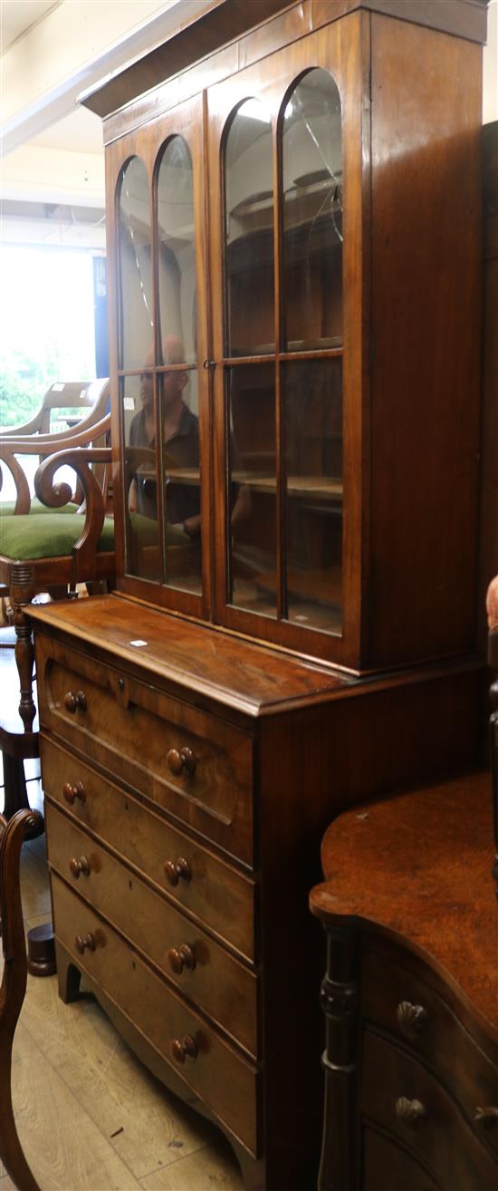 A secretaire bookcase, H.220cm